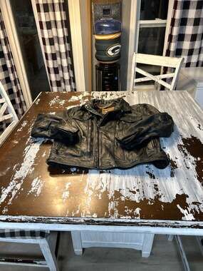 First Classics Men's Black Grain Leather Motorcycle Biker Jacket Size Large